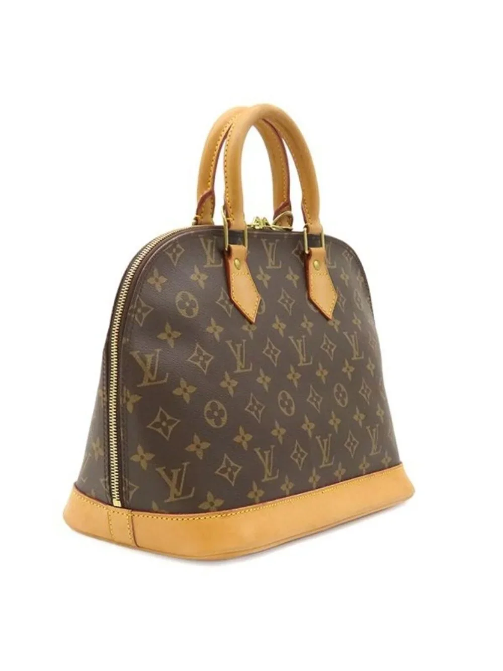 Louis Vuitton Handbag Alma PM Monogram Canvas Gold Brown Key Padlock Out of